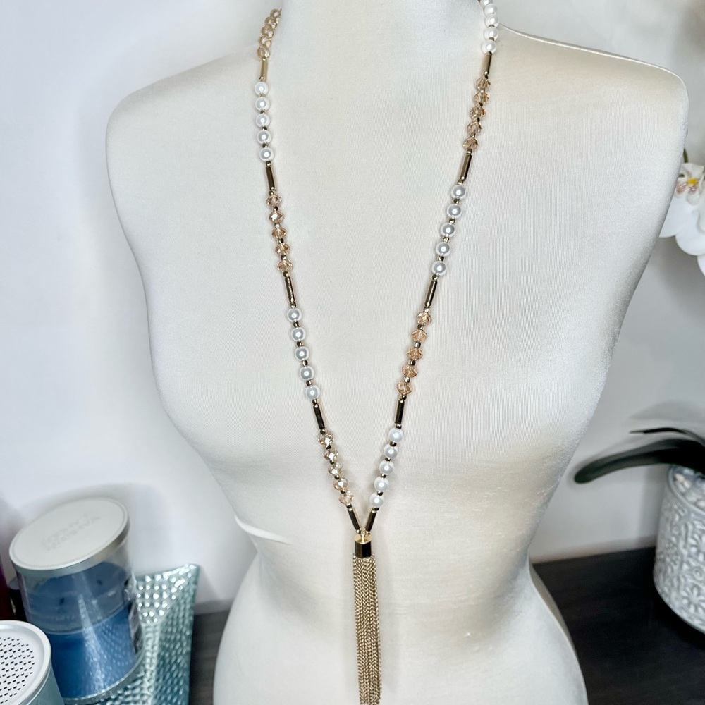 Boho Beaded Pearl Tassel Necklace - Picture 11 of 12